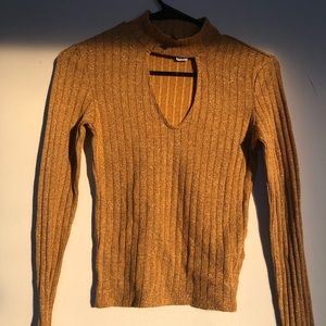 H&M long sleeve sparkly turtle neck crop top